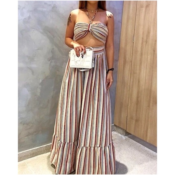 BellanBlue Dresses & Skirts - Boho Stripes Halter Flowy Maxi Dress